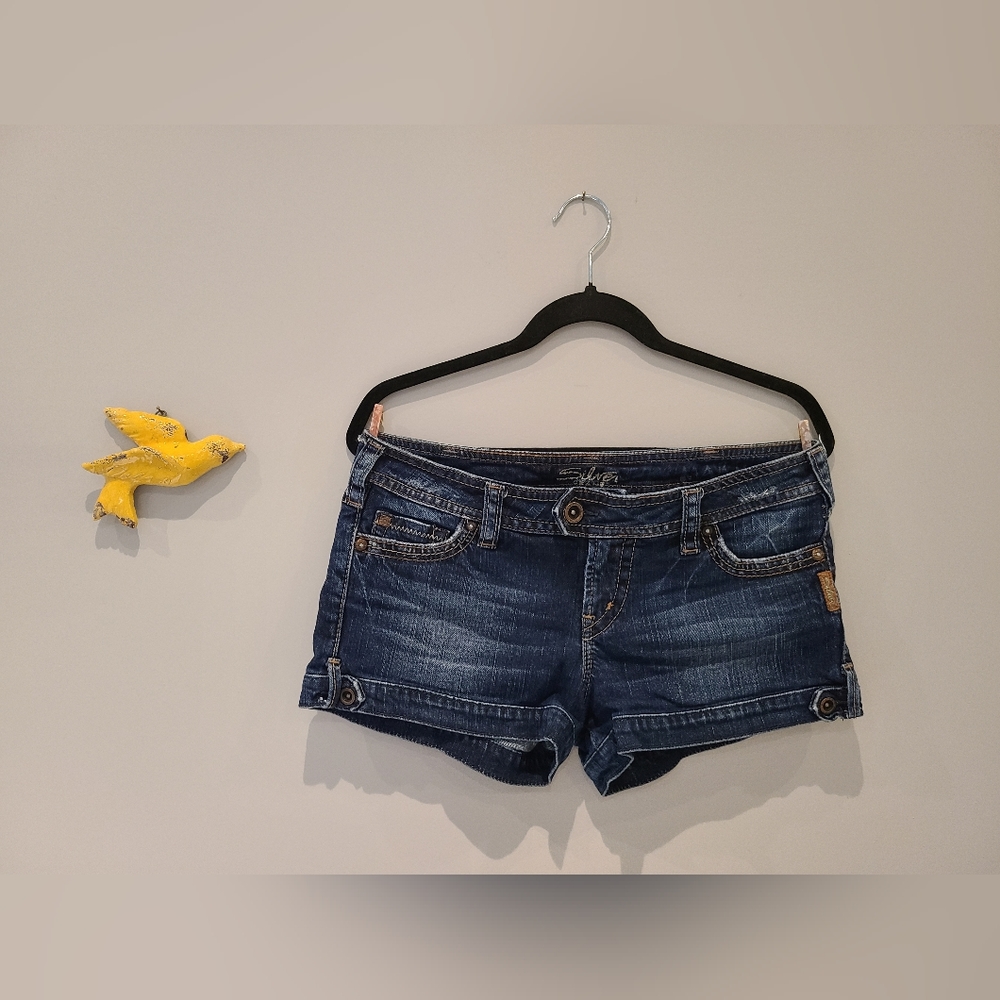 Silver Denim Shorts